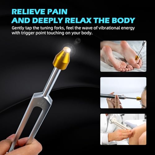 Tuning Forks for Healing, Aluminum Alloy Tuning Fork 128Hz, 136.1Hz, 256Hz, 384Hz, Hockey Puck Activator & Gem feet, Weighted & Unweighted Tuning Fork Set with Vegan Leather Pouch - Image 6
