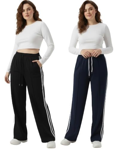 Women Jogger Pants | Cotton Stretchable Joggers for Women | Stylish High Waist Track Pants | Comfortable Casual & Gym Wear Jogger Bottoms | Soft Breathable Fabric with Pockets-Pack of 2-image-24