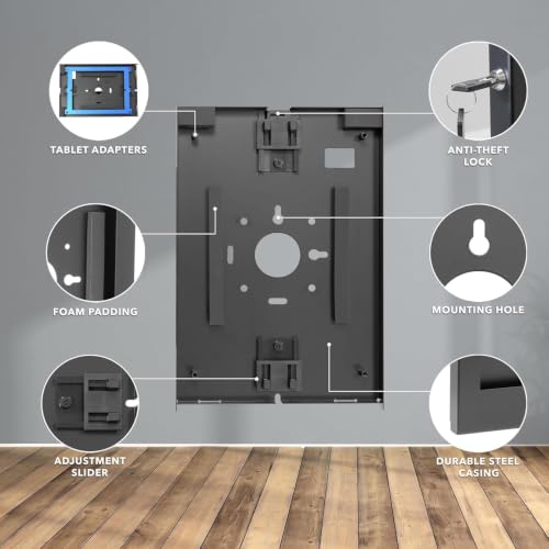 Image of Anti-Theft Wall-Mounted Tablet Enclosure Innovative Internal Design that fits More Tablet Sizes | Black (Black)