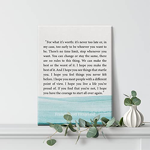 Inspirational Wall Art F Scott Fitzgerald For What It's Worth Quote Canvas Painting Prints For Home Living Room Wall Decor Framed Artwork Gifts(12X15 Inch) #TOP4