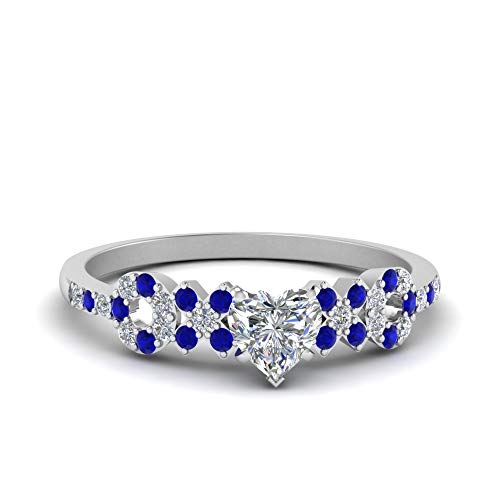 Image of Choose Your Gemstone Beautiful XO Design Diamond CZ Ring 925 Sterling Silver Heart Shape Side Stone Engagement Rings Lightweight Office Wear Everyday Gift Jewelry US Size 4 to 12