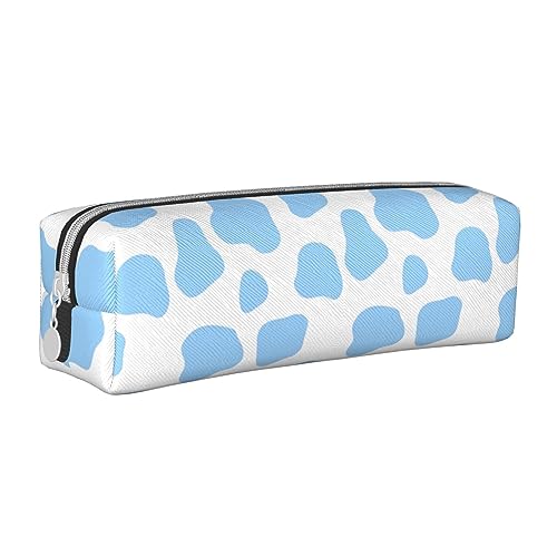 Stampa mucca Astuccio per matite per penne per portatile con astuccio cosmetico con cerniera blu pelle