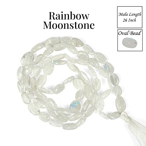 Image of Natural Oval Crystal Beads Mala Necklace Collection for Men & Women, Reiki Energized Gemstone Jewellery for Meditation, Mindful Living, Spiritual Decor & Everyday Fashion Styling