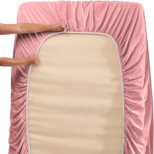 Image of Hearth & Harbor Extra Deep Pocket Full Sheet Set, Pink Clay