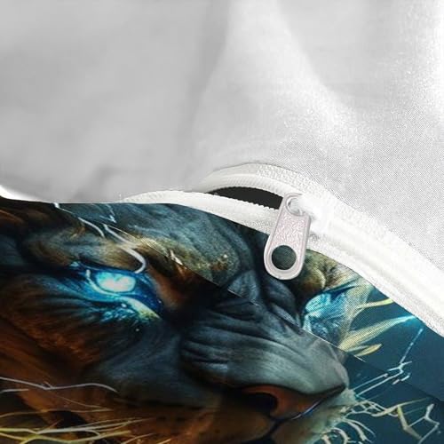 Parure de lit microfibre lion éclair anti-plis pour lit double adulte