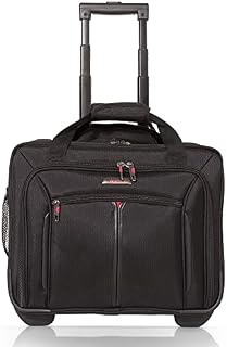 Aerolite Ryanair Priority Boarding, Easyjet Plus, BA, WizzPriority, Jet2 Approved Rolling Padded Laptop Case Bag 2 Wheels - Fits up to 15.6", Overnight Trolley Business Hand Cabin Luggage Case (Black)