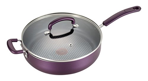T-fal 2100094337 Color Luxe Hard Titanium Nonstick Thermo-Spot Saute Pan Cookware, 5 quart, Purple