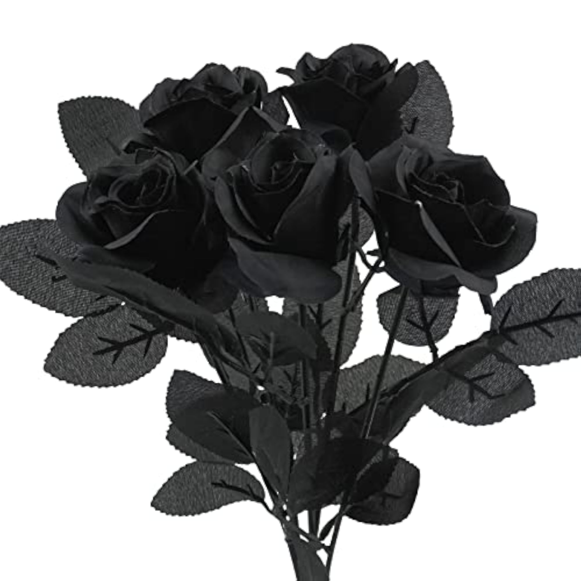 5Pcs Black Artificial Roses for DIY Decor