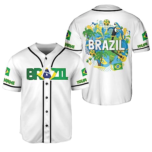 Camiseta personalizada de béisbol Brasil Rivelus con bandera 3D para hombres y mujeres