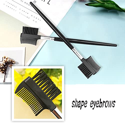 1 Wimpernkämme & Brauenbürstchen,Augenbrauenkamm, Augenbrauenbürste mit Kamm Doppelseiten, Augenbrauenbürstchen,Wimperntrenner Werkzeug für Frauen Make-up Kosmetik -Schwarz