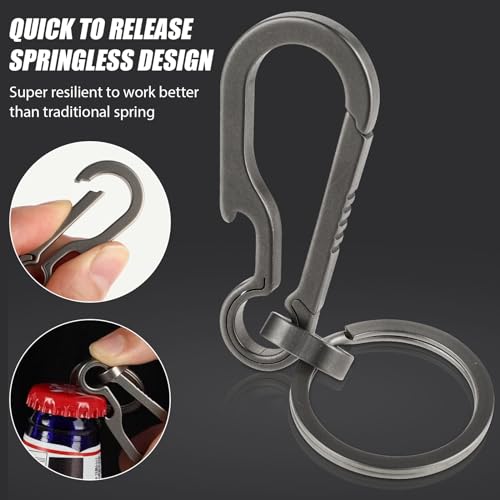Ouligay Titanium Carabiner Bottle Opener Keyring Carabiner Key Ring Clip Multifunctional Key Holder Belt Clip Carabiner Keychain Clip for Men Women - Image 3