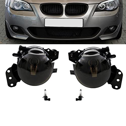 DM Autoteile 14235 HB4 Nebelscheinwerfer Set Klarglas Smoke Schwarz kompatibel für BMW 5er E60 E61 M Paket