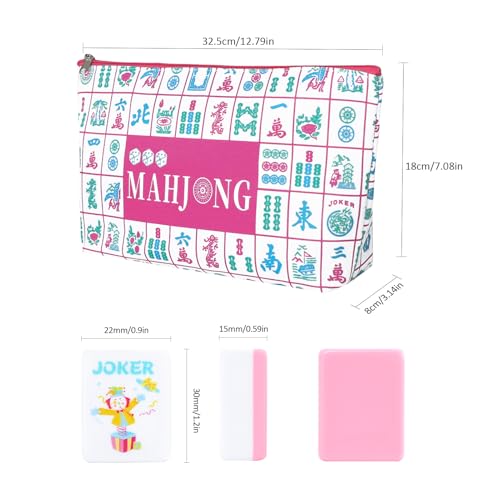 Juego de Mahjong Americano con 160 fichas y bolsa portátil miniatura 2