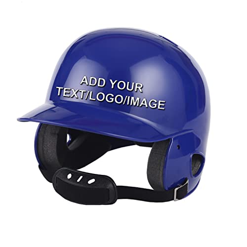 Custom Personalized Baseball Batting Helmet,Customize Your Image Logo Text (Style1-Blue, Senior)