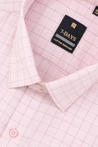 Image of 7-DAYS Men's Premium Checks Formal Shirt - Cotton Rich, Regular Fit, Full Sleeve, with Pocket, Wrinkle Resistant - Stylish Office & Everyday Wear.