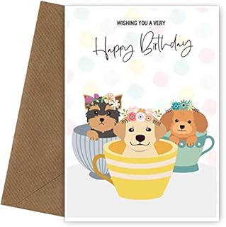 Nice Birthday Cards for Niece Daughter Great Granddaughter - Dog in Mug - Any Age Special Girls Birthday Card 1st 2nd 3rd 4th 5th 6th 7th 8th Birthday Card Girl 9th 10th Daughter 11th Birthday Card