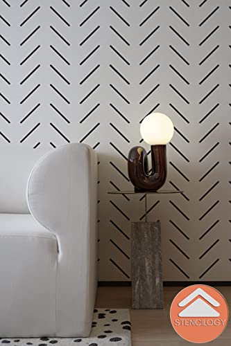 Stencilogy® / Thames - 24" X 40" Xl Wall Stencil, Herringbone Minimal, Large Allover Wall Stencils For Painting, Stencils For Walls, Scandinavian Stencil Pattern #TOP6