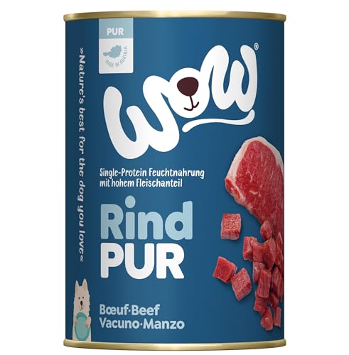 Wow Feuchtfutter für Hunde | Verschiedene Geschmacksrichtungen | 6 x 400 g | (Rindfleisch)