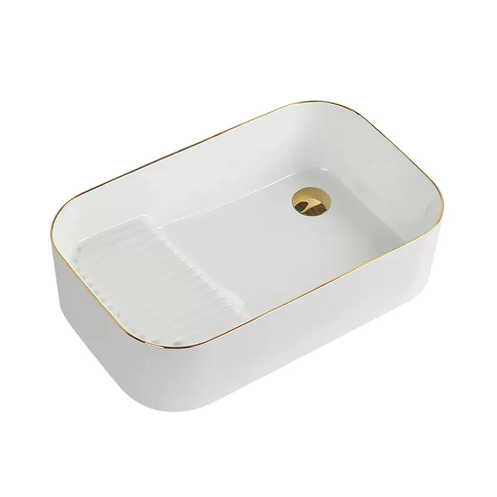 Sjdopulse White Countertop Wash Basin Porcelain Countertop Basin Ceramic Countertop Basin Rectangular Countertop Basin Porcelain Countertop Basin For Bathroom Sink