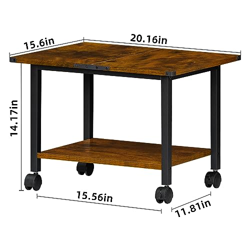 Lerliuo-Under-Desk-Printer-Stand-2-Tier-Industrial-Mobile-Printer-Table-with-Storage-Shelf-and-Steel-Frame-Rolling-Printer-Cart-Holder-with-Lockable-Wheels-for-Home-Office-Rustic-Brown Lerliuo Under Desk Printer Stand 2 Tier Industrial Mobile Printer Table with Storage Shelf and Steel Frame Rolling Printer Cart Holder with Lockable Wheels for Home Office Rustic Brown