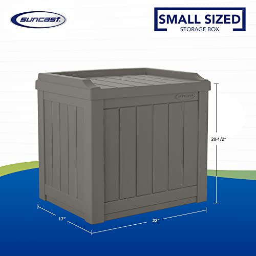 Suncast 22-Gallon Small Deck Box - Lightweight Resin Indoor/Outdoor Storage Container And Seat For Patio Cushions And Gardening Tools - Store Items On Garage, Yard - Stone Gray #TOP4