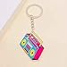 Metacipher 20Pcs Cute Acrylic Cassette Tape keychains 70s 80s 90s Colorful Retro Tape Recorder keyrings Funny Jukebox Charms Music Themed Party Gift for Men Women