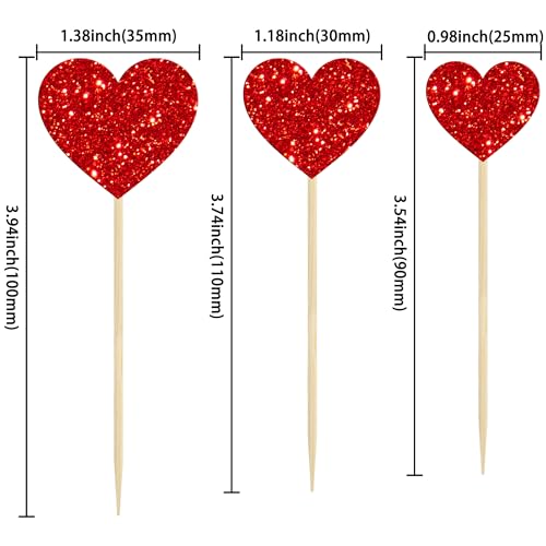 Gyufise UKZN0555-R 30Pcs Heart Cupcake Toppers Red Glitter Sweet Love Heart Cupcake Pick Decorations Valentine'S Day Cake Decorations For Wedding Engagement Bridal Shower Birthday Party Cake Decorations Supplies thumb #1