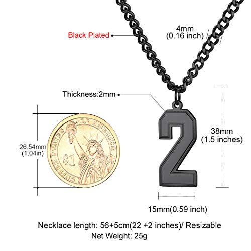 Goldchic Jewelry Black Baseball Jersey Number 2 Charms Pendant Necklace With Chain 22+2" #TOP7