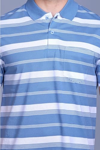 Image of SANE ORIGINALS Half Sleeve Polo T-Shirt for Men with Pocket || Stripe Collar and Pocket T-Shirt for Men Half Sleeves