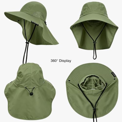 Image of Solaris Sun Hat with Neck Flap, UPF 50 Sun Protection Lightweight Sun Cap for Men Women, Wide Brim Hat for Fishing Hiking