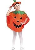 Halloween Pumpkin Costume Set for Girls Boys Orange Pumpkin Cosplay Suit Hat School Party Children Clothing Clothes Accessory (for Height 39''-59'')
