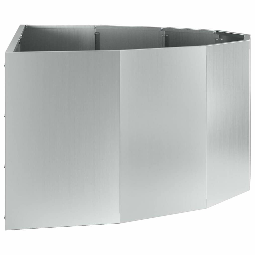 Donica Srebrny 120 x 60 x 35 cm Stal Galwanizowana Półokrągła Donica Ogrodowa na Zewnątrz do Ogród Patio Taras z Montażem