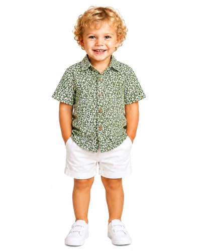Image of A.T.U.N. (ALL THINGS UBER NICE) Boys 100% Cotton Printed Shirt | Half Sleeve Smart Casual Shirt for Kids | Soft Breathable Button Placket Top
