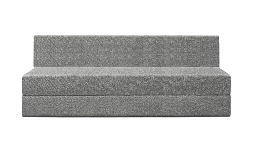 Image of Foldable Four Seater Sofa Cum Bed, Sofa Bed 6 X 6 Feet, Jute Fabric- Washable Cover- Including Four Cushion Perfect for Home & Office - Grey Color