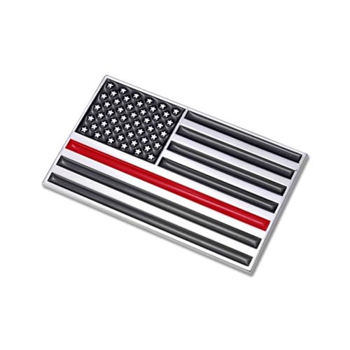 Image of Thin Red Line Flag Metal Car Sticker, Firefighter Fire Department Decals, Firemen Emblem Badge for Automotive, Truck, Motorcycle