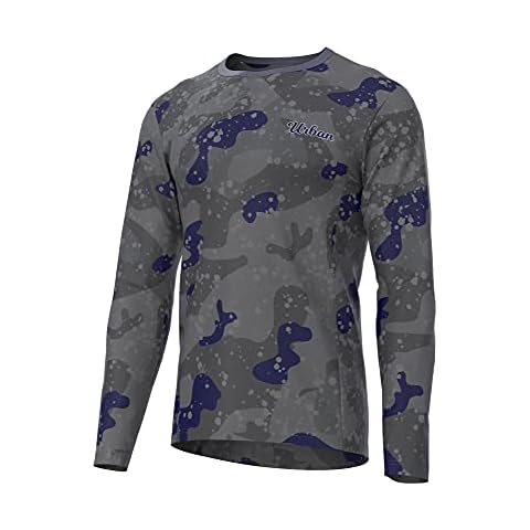Men's Long Sleeve Camo MTB Mountain Bike Cycling Jersey, Blue Grey Camo, Medium Cover