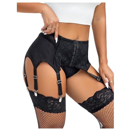 ohmydear Liguero para mujer, sexy, talla grande, liguero, con 6 clips metálicos, liguero