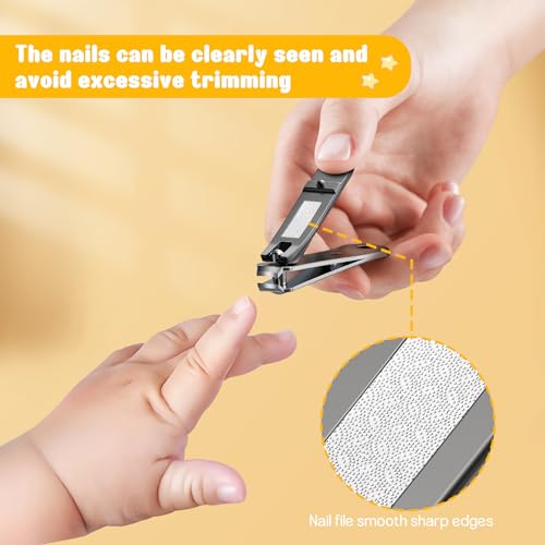 Image of FVION Baby Nail Clippers - Stainless Steel Kids Nail Clippers Trimmer, Small Jaw Children Fingernail Clippers for Toddler, Infant, Babies - Safe Nail Grooming Tool - Black