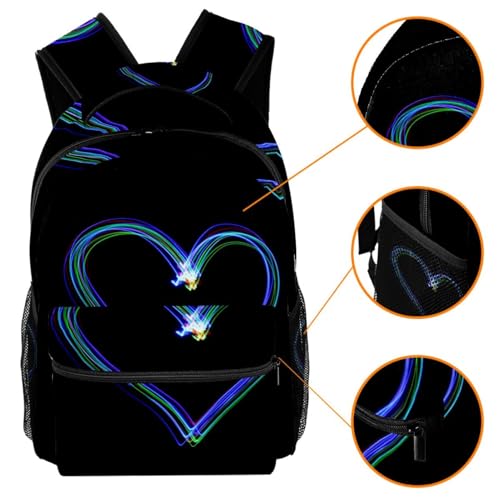 Sac à dos multicolore en forme de cœur idéal pour le collège et sorties - 3