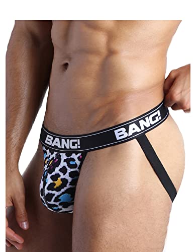 Bang Men's Underwear - Cotton Jockstrap - Premium Skin Soft Texture Athletic Sport Support Fashion Prints (8-Bit Pop Leopard - M) #TOP30