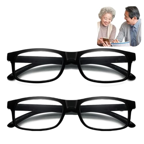 2pcs Reading Glasses +4.50,Clear Blue Light blocking glasses,Rectangle Style Spring Hinges,Black Frame Anti Blue Light Reading Glasses for men women,Suitable for Screens, Games, TVs, Mobile Phones