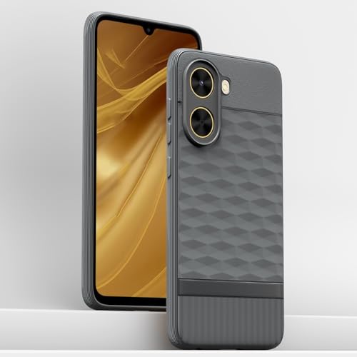 Image of Pikkme Back Cover for Poco C71 / Redmi A5 Camera Protection 3D Hexa Cube Design Silicone Protective Bumper Case (Grey)