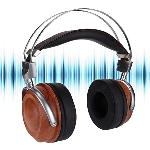 Fone de ouvido com fio, Rosewood Clássico de madeira Fone de ouvido fechado Almofadas macias de orel