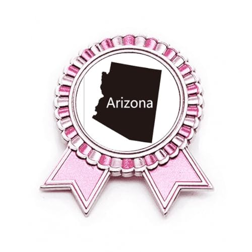 Broche Arizona en métal rose avec inscription texturée, taille M