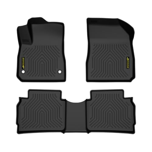 PIT66 TPE Floor Mats Fit Chevy Malibu 2016 2017 2018 2019 2020 2021 2022 2023 1st & 2nd Row Truck Accessories Cargo Liners All Weather Protection 3Pcs alfombras para carro Black