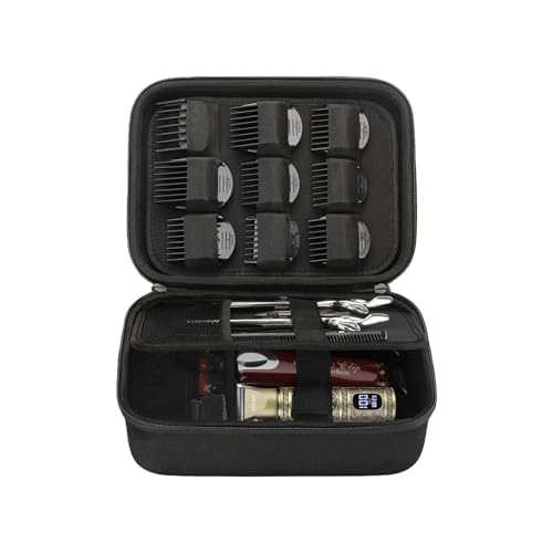 バリカンケース 汎用 耐衝撃 EVAハードトラベルケース ヘアカット理髪用品 収納バッグ（ブラック）