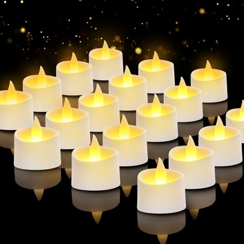 Image of White Flameless LED Tea Lights - Battery-Powered Dancing Flame Candles for Modern Homes, White Weddings & Easter Decor (White Base, 24 Pack)