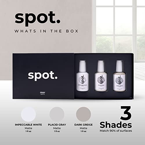 Image of spot. Bundle Touch Up-Paint Grey Matte 3 Pack and White Matte 3 Pack