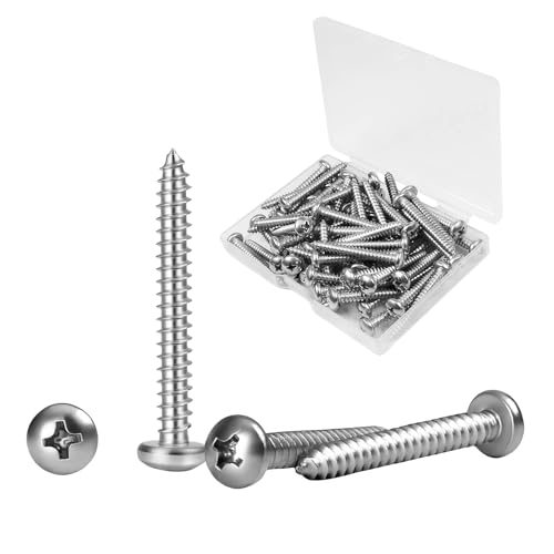 #10 x 1-1/2" (56 Pack) Pan Head Wood Screws, Stainless Steel 304 ...