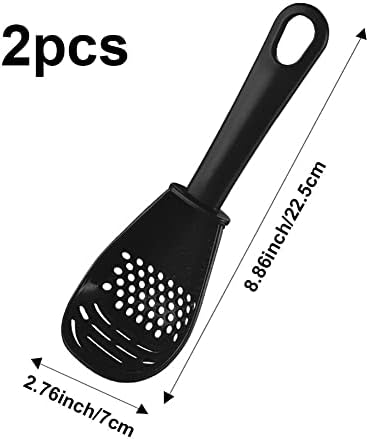 Haowul 2pcs Multifunctional Cooking Spoon Plastic Spoons Colander Drainer Spoon Slotted Spoon Kitchen Tools for Cooking Mashing Grating Garlic